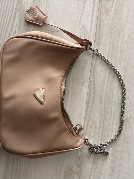 Prada Handbags - Prada Blush Nylon Shoulder Bag with Silver Chain